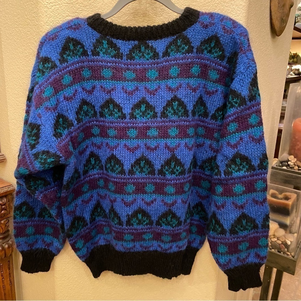 Vintage GALLAGHER Women Mohair Patterned Sweater Size Large - Picture 3 of 6